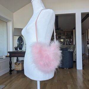 Small Pink Ostrich Feather Heart Bag